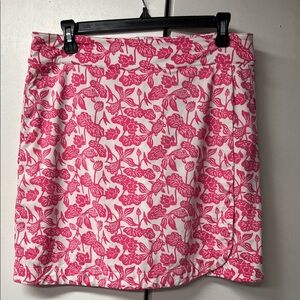 Fairway & Greene Pink Leaf Print Mini Skirt